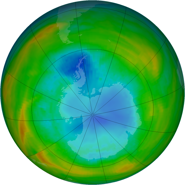 Antarctic ozone map for 27 August 1982